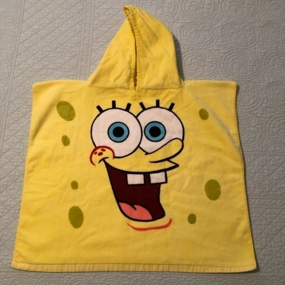 Vintage Nickelodeon Sponge Bob SquarePants hooded poncho towel.